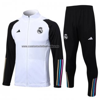 Chandal de Chaqueta del Real Madrid Nino 2023-24 Blanco y Negro