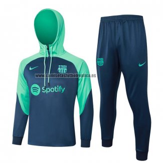 Chandal de Sudadera del Barcelona Nino 2023-24 Azul y Verde