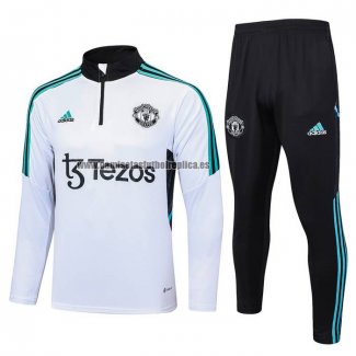 Chandal de Sudadera del Manchester United Nino 2023-24 Blanco