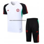 Chandal del Manchester United Manga Corta 2023-24 Blanco y Negro - Pantalon Corto