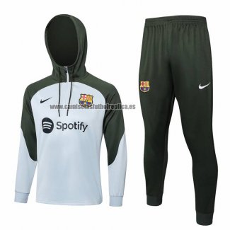 Chandal de Sudadera del Barcelona Nino 2023-24 Gris Claro