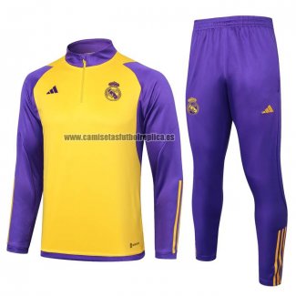 Chandal de Sudadera del Real Madrid Nino 2023-24 Amarillo