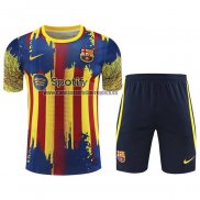 Chandal del Barcelona Manga Corta 2023-24 Amarillo y Azul - Pantalon Corto