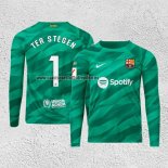 Camiseta Barcelona Jugador Ter Stegen Portero Manga Larga 2023-24 Verde