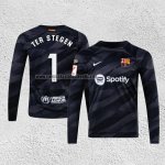 Camiseta Barcelona Jugador Ter Stegen Portero Manga Larga 2023-24 Negro
