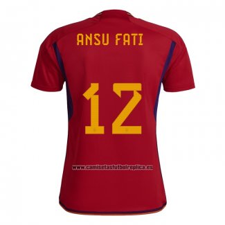 Camiseta Espana Jugador Ansu Fati Primera 2022