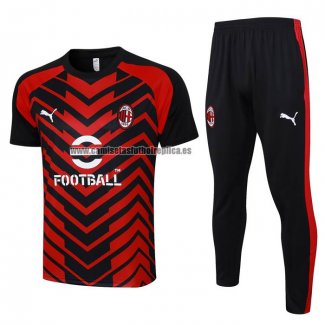 Chandal del AC Milan Manga Corta 2023-24 Rojo y Negro