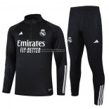 Chandal de Sudadera del Real Madrid 2023-24 Negro y Blanco